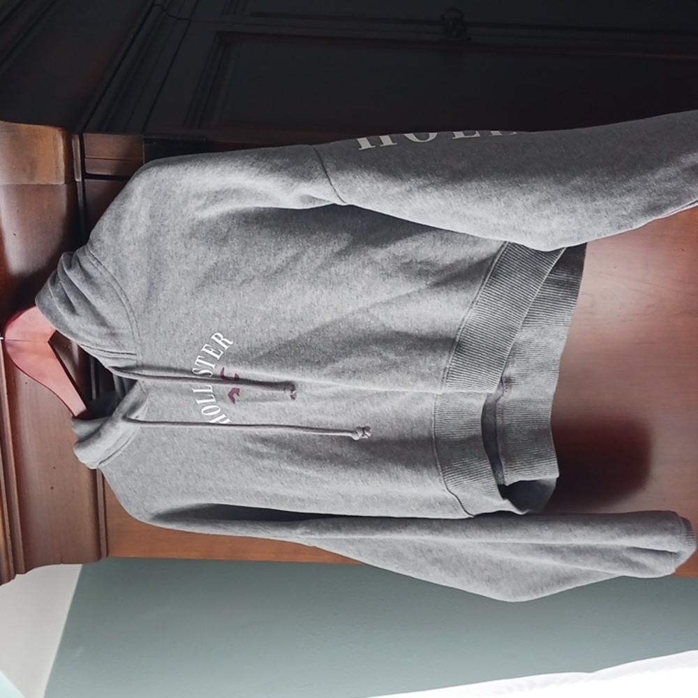 Hollister Girls' Gray Cropped Hoodie - Soft Pullover Sweatshirt